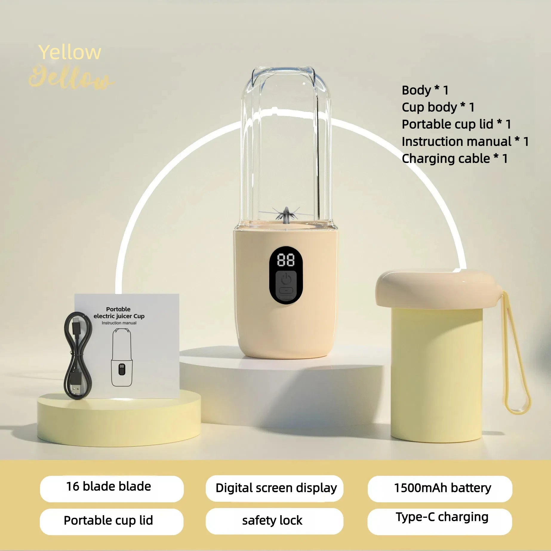 Portable Juicer Blender 400Ml Electric Fruit Juicer USB Charging Lemon Orange Fruit Juicing Cup Smoothie Blender Machine 2Cups